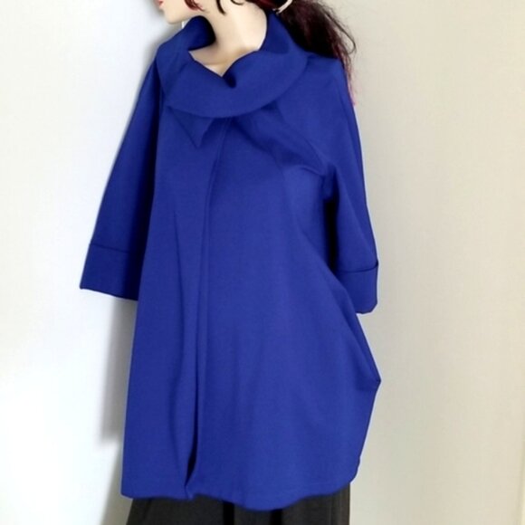 Sapphire Blue Joseph Ribkoff Cowl Neck Jacket - Picture 1 of 10